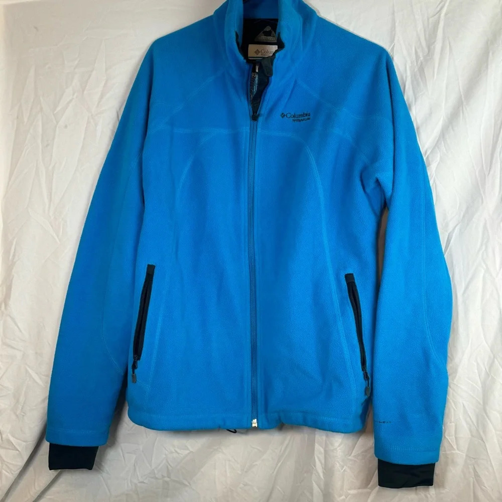 Columbia Omni heat Titanium, Jacket Womens XL Blue  Interchange Fleece Full Zip